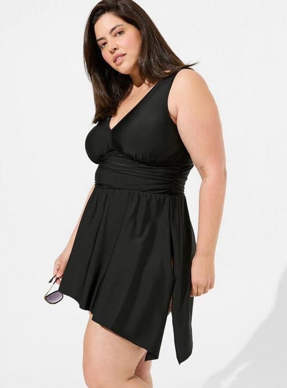 Torrid Sz 3X Black Wireless Short Asymmetrical Swim Dress with Brief